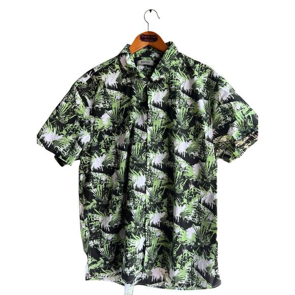 Kenneth Cole Reaction Men's Palm Tree Button Up Shirt Hawaiian Tropical Size XXL - Picture 1 of 7
